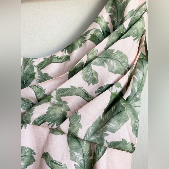 Significant Other Linen One Shoulder Safari Dress Tropical Wedding Resort Sz 10 - Picture 11 of 13